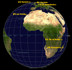 Spinning globe showing locations