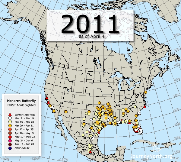 Monarch Butterfly Migration Maps: Compare Years