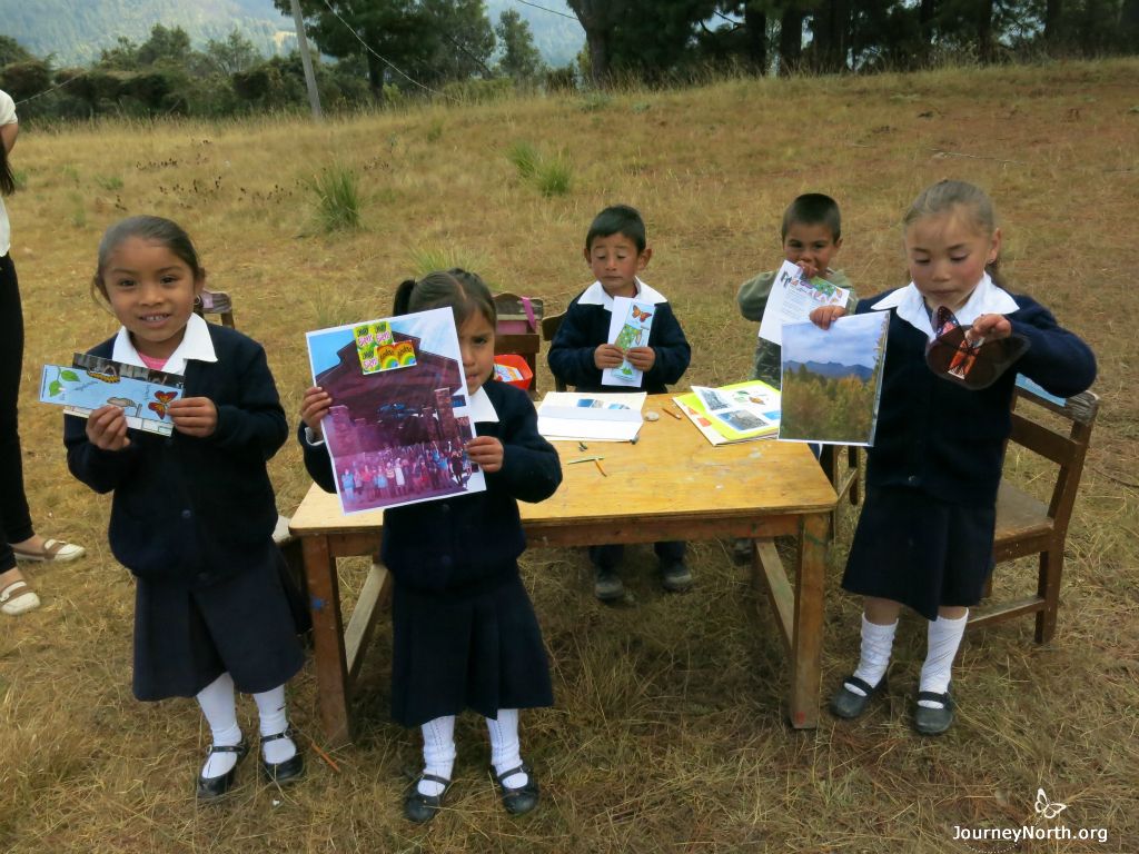 students with their butterflies
