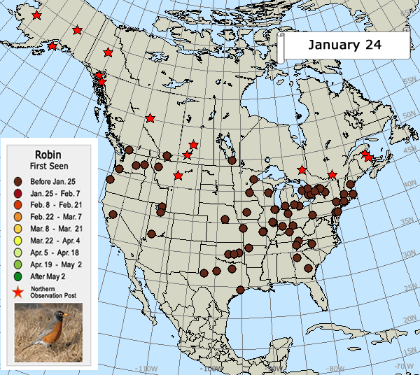 Map of spring robin migration