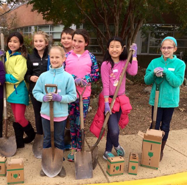 Photo of kids getting ready in the garden