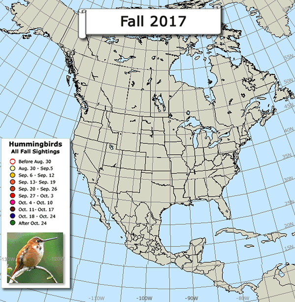 Hummingbird Migration Map Fall 2017