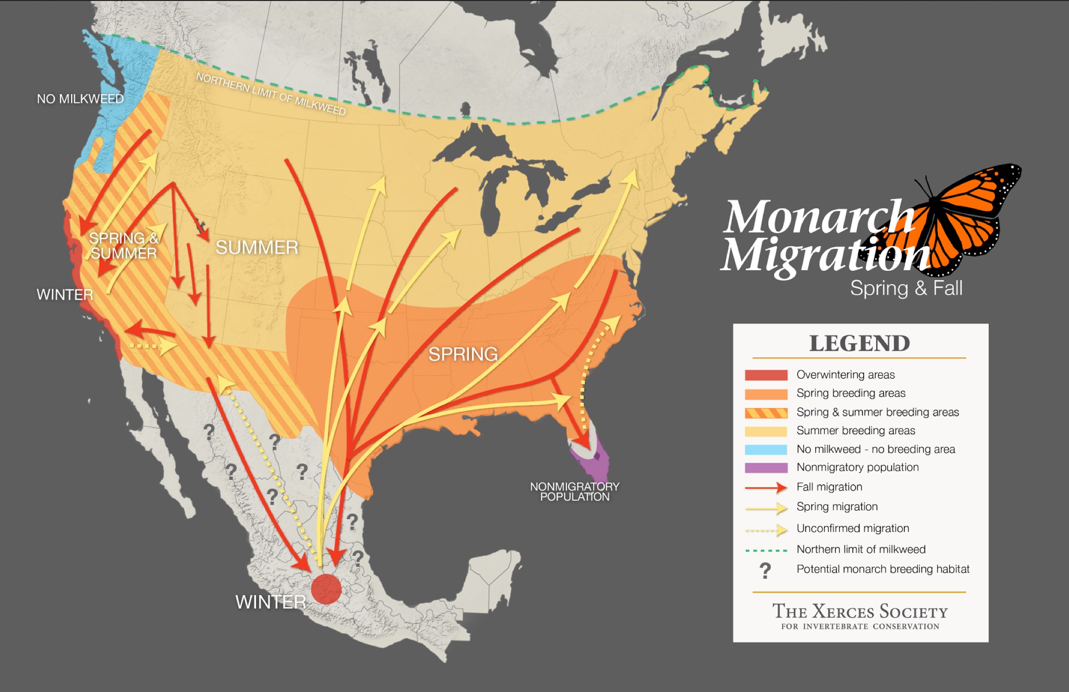 Monarch Butterfly Distribution Map
