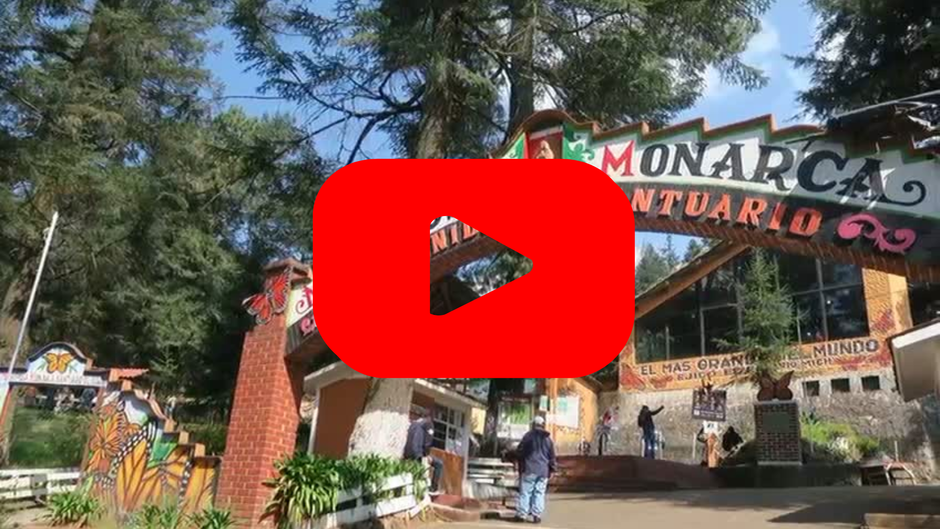 The monarch butterfly sanctuaries with a red play button