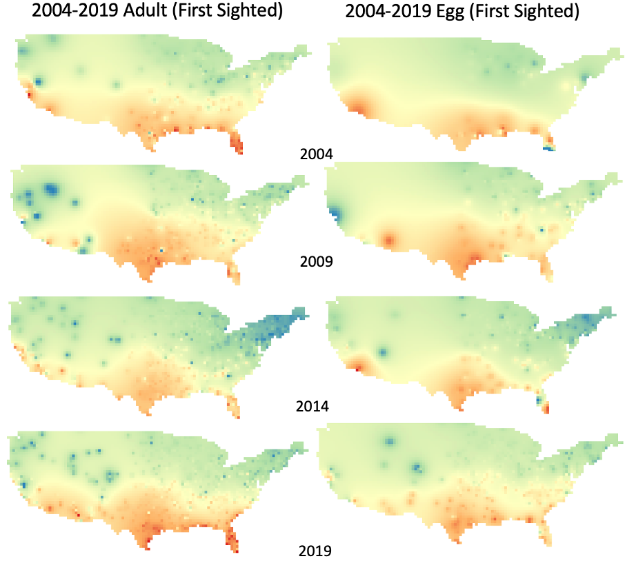 Monarch adult and egg GIS maps.