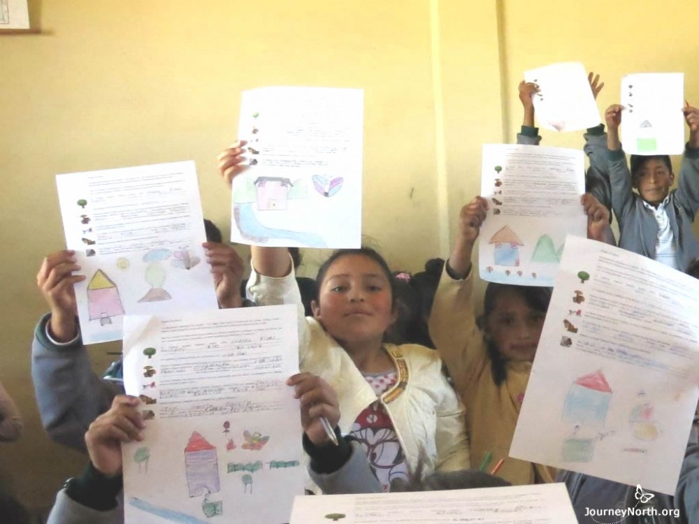 Students in schools near Mexican monarch sanctuaries with letters for their new friends in the US and Canada.
