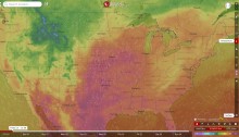 Wind and Temperature Map for September 15, 2017