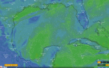 View of winds across the Gulf of Mexico