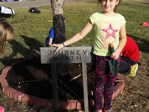 Photo of student waiting in the garden