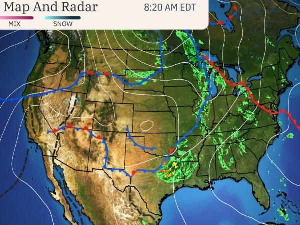 A weather map of North America