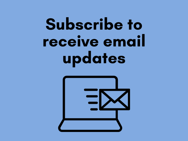 A blue tile that says "subscribe to receive email updates"